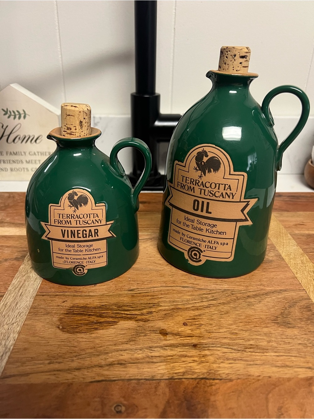 Terracotta From Tuscany Green Olive Oil & Vinegar Ceramic Set